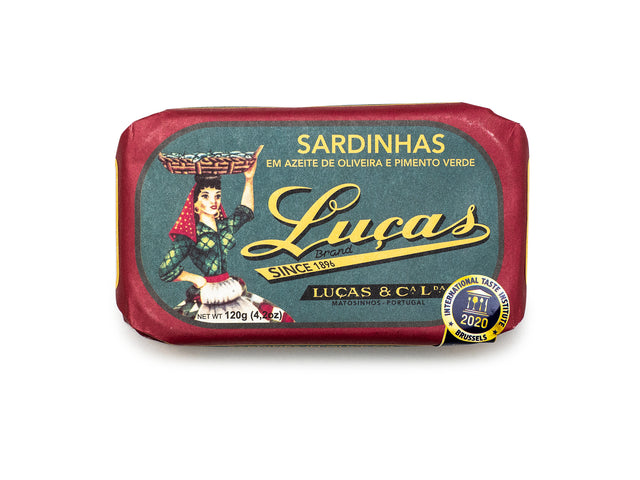 Luças - Sardines à l'huile d'olive & au poivre vert, 120 gr