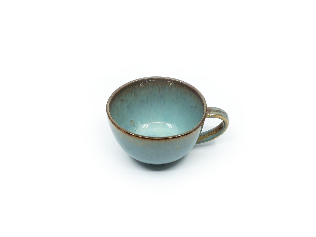 Handgemachte XL-Cappuccino Tasse aus Portugal (Petrol-Blau, 4 dl)
