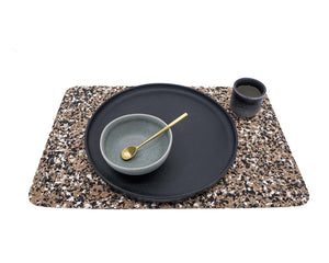 Dunas - Set de table en liège 4 pièces noir-gris