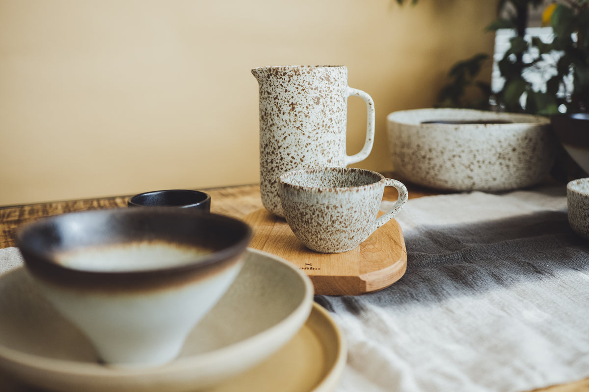 Keramik Cappuccino Tasse (grau-braun gesprenkelt, 3dl ) aus Portugal