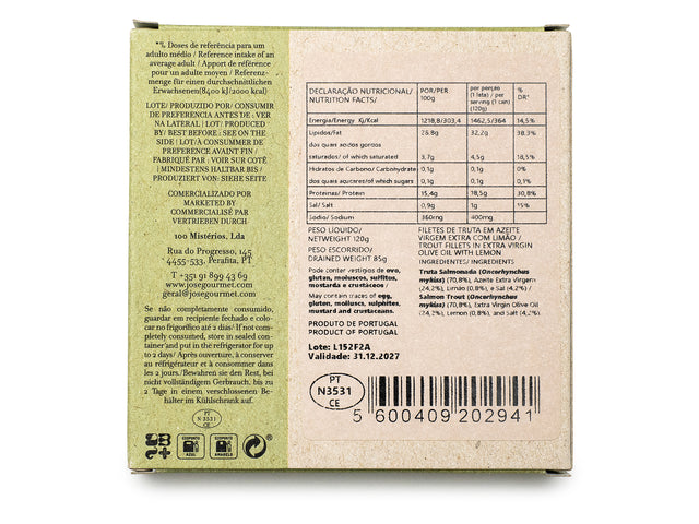 Jose Gourmet - Forellenfilet in Olivenöl und Zitrone, 120 gr