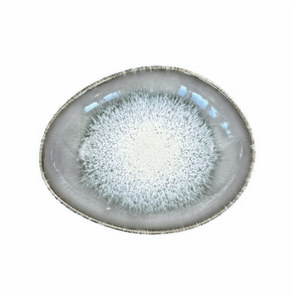 Anoitecer - Pastaschale oval grau-weiss gesprenkelt