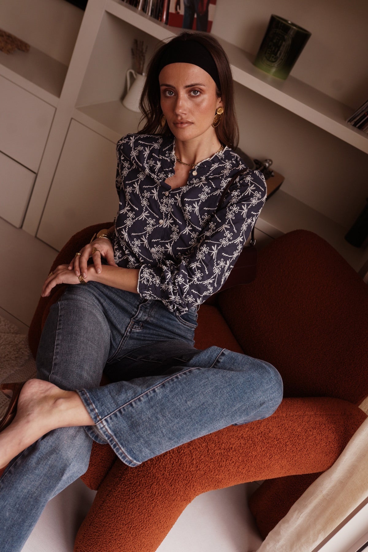 DIE SCHMIEDE - In April 1986 Boho-chic Blouse Blue/White