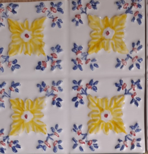 Azulejo Luz - Untersetzer 14 cm, blau-gelb
