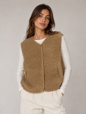 Flauschige Fleece Weste - Erdtöne