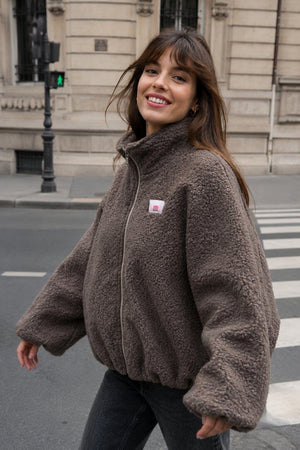 Textured Teddy Jacket - Braun