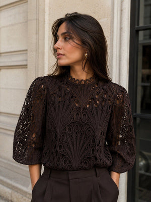 Spitzen Blouse - Brown