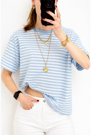 DIE SCHMIEDE -  S.Jolie Shirt White & Blue Stripes