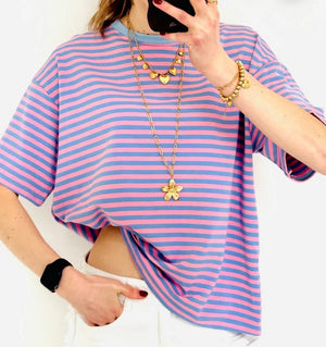 DIE SCHMIEDE -  S.Jolie Shirt Rosa & Blue Stripes